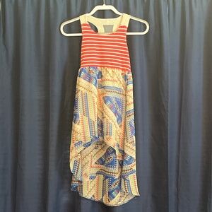 Tween, red and white striped dress.